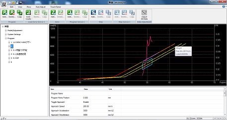 Einstellungsbildschirm der JP5 Serie PC Software Desginer